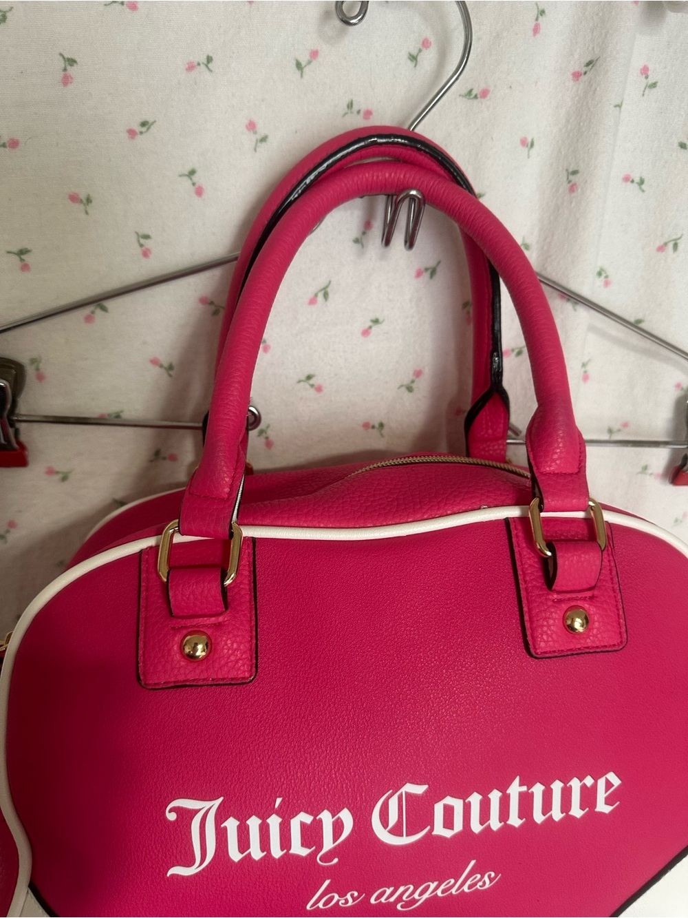 Juicy Couture Hot Pink and White Dome Satchel with Logo Strap - Picture 9 of 14
